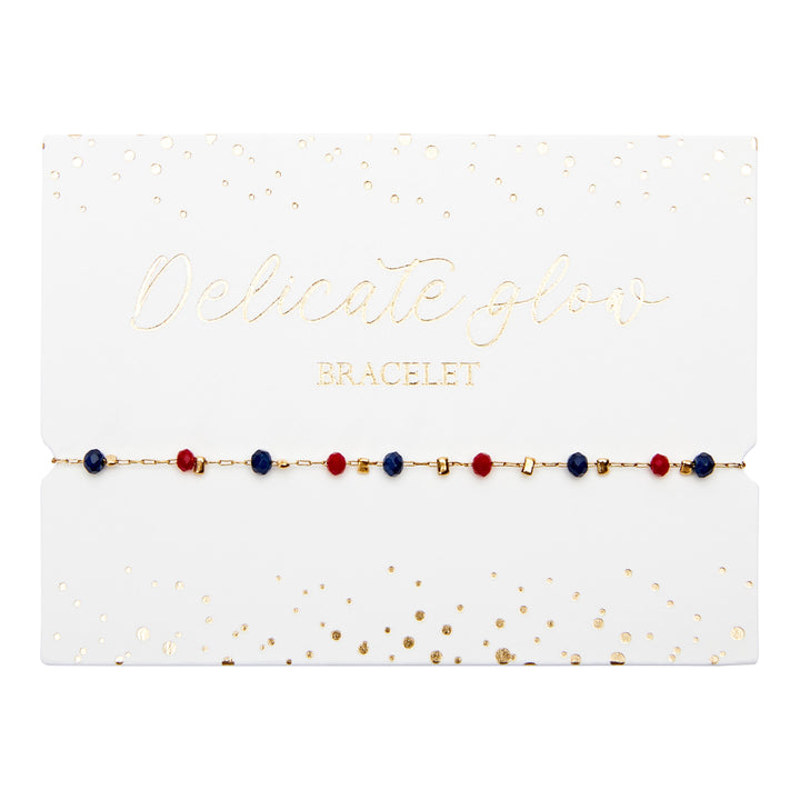 Armband "Delicate Glow" - Edelstahl vergoldet - Rot-Blau