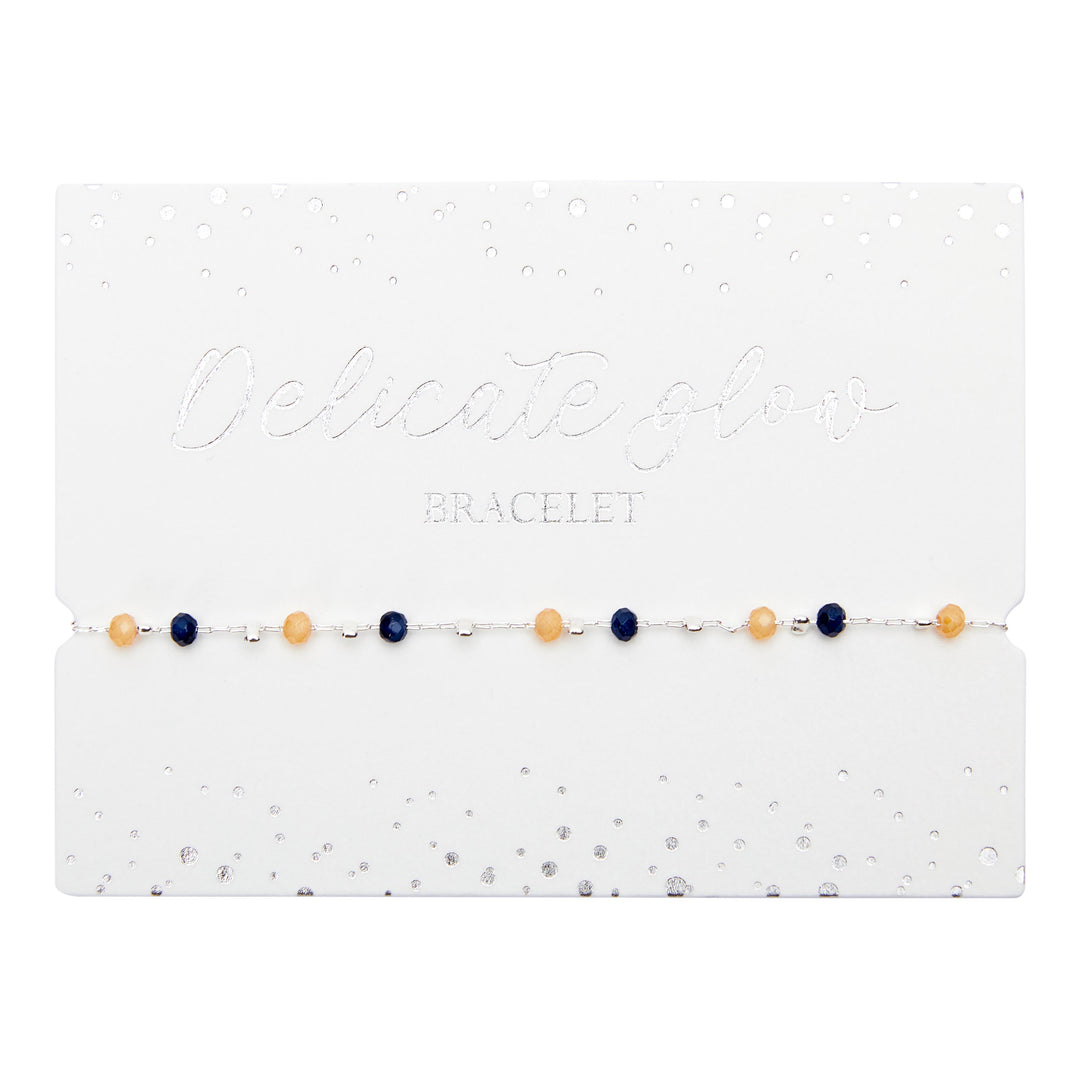 Armband "Delicate Glow" - Edelstahl versilbert - Orange-Blau