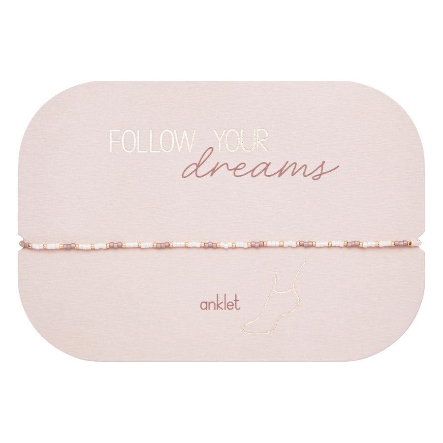 Fusskettchen "Follow your Dreams" - Miyuki-Perlen - Braun