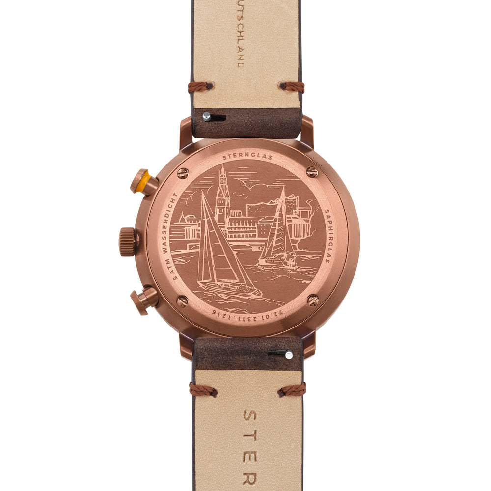Hamburg Chrono / dunkelgrün bronze / Vintage Mokka - 42 mm Quarz