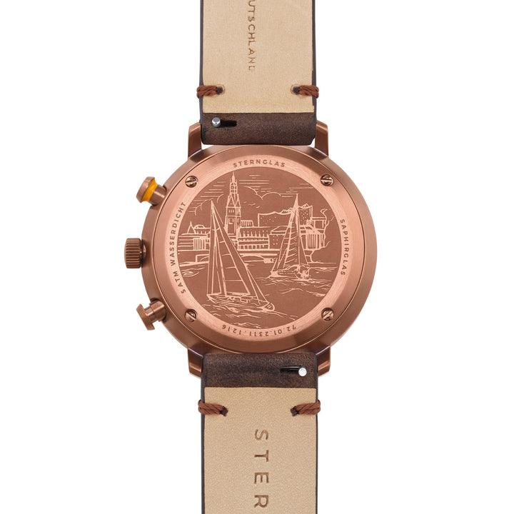 Hamburg Chrono / dunkelgrün bronze / Vintage Mokka - 42 mm Quarz