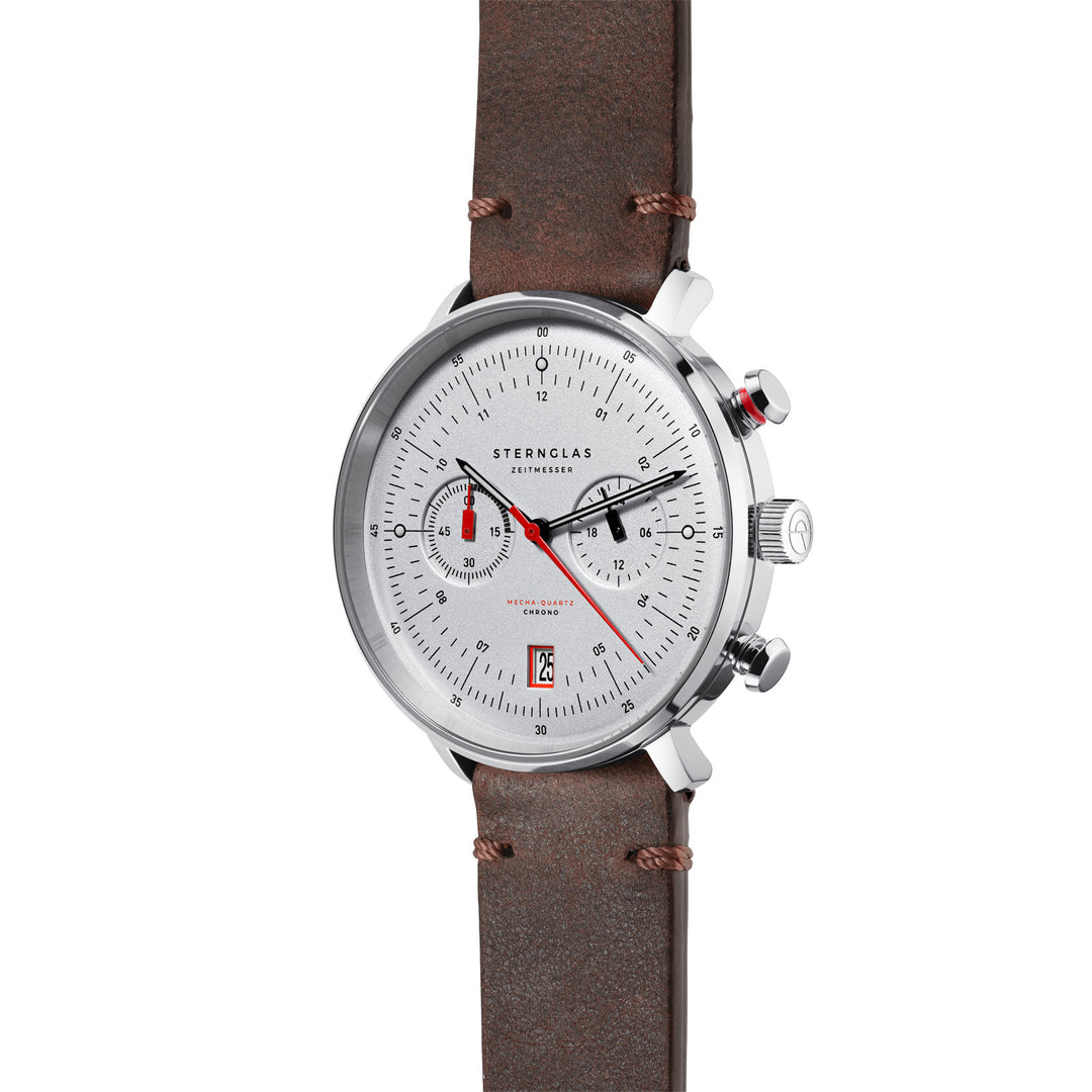 Hamburg Chrono / silber silber matt / Vintage Mokka - 42 mm Quarz