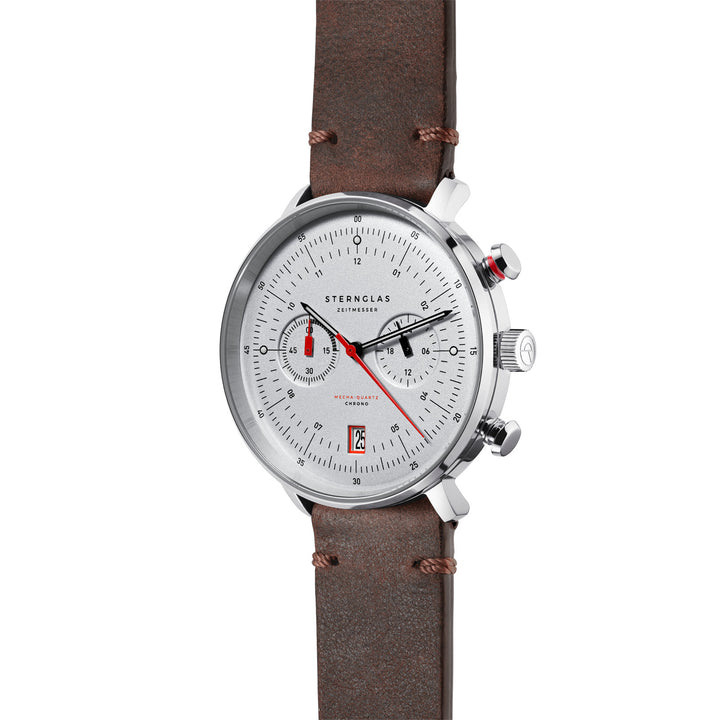 Hamburg Chrono / silber silber matt / Vintage Mokka - 42 mm Quarz
