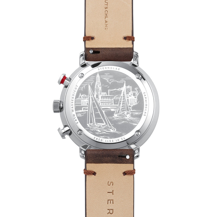 Hamburg Chrono / silber silber matt / Vintage Mokka - 42 mm Quarz