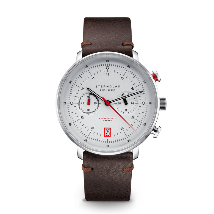 Hamburg Chrono / silber silber matt / Vintage Mokka - 42 mm Quarz