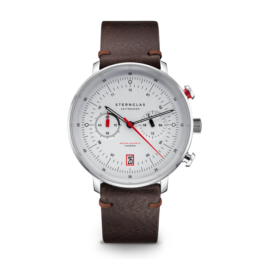 Hamburg Chrono / silber silber matt / Vintage Mokka - 42 mm Quarz