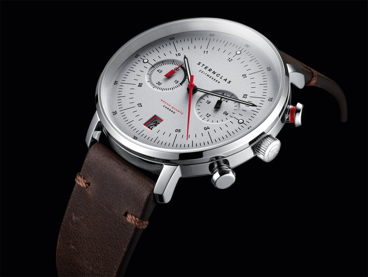 Hamburg Chrono / silber silber matt / Vintage Mokka - 42 mm Quarz