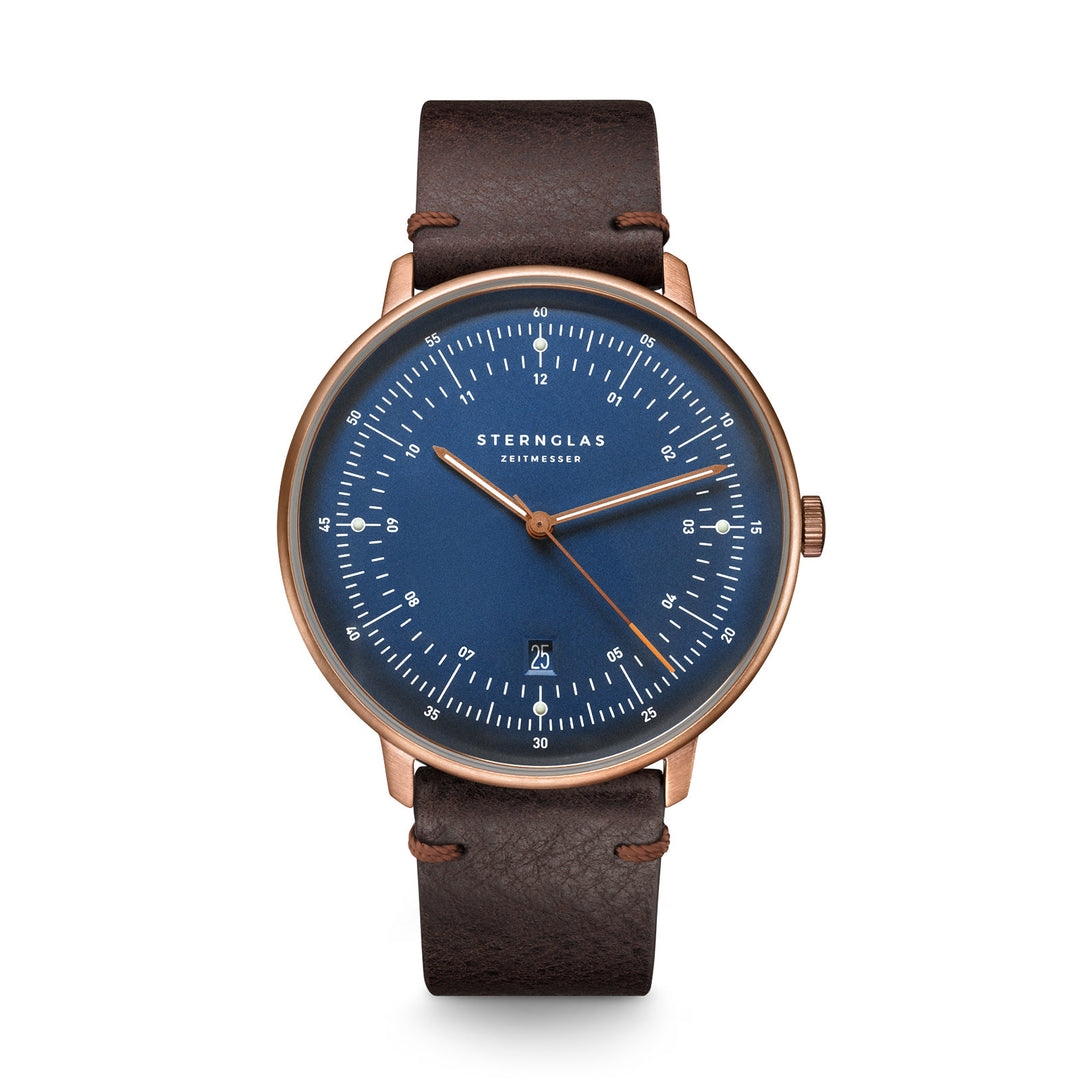 Hamburg Quarz/ dunkelblau bronze / Vintage Mokka - 42 mm Quarz