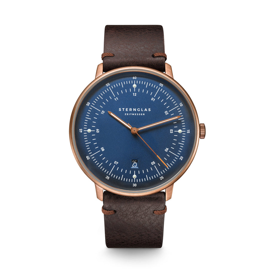 Hamburg Quarz/ dunkelblau bronze / Vintage Mokka - 42 mm Quarz