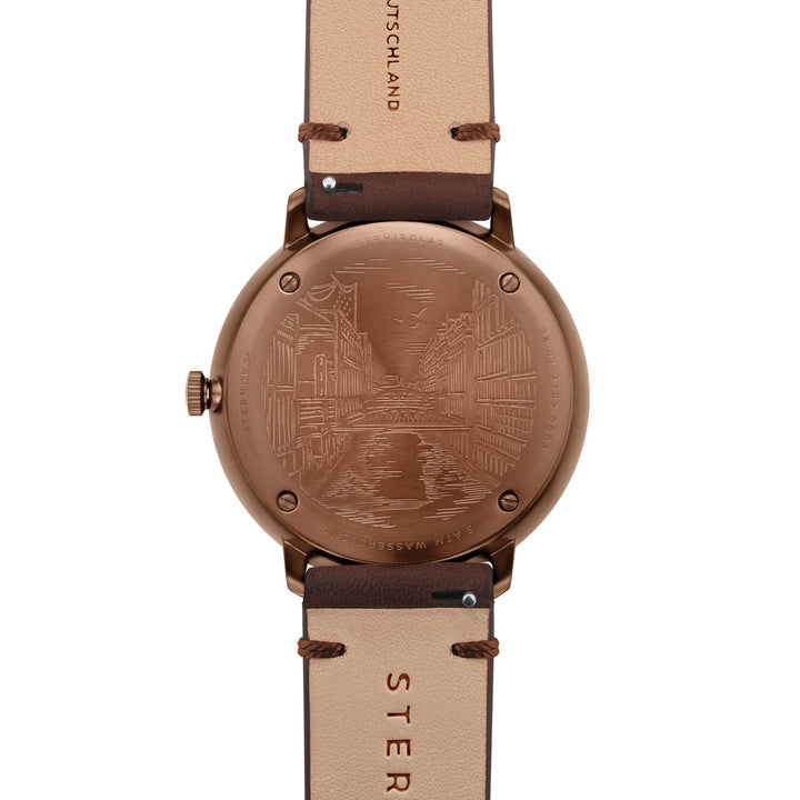 Hamburg Quarz/ dunkelblau bronze / Vintage Mokka - 42 mm Quarz