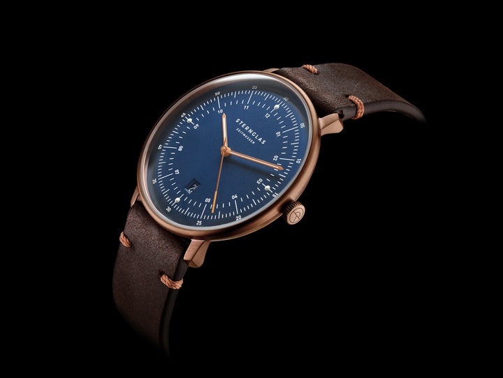 Hamburg Quarz/ dunkelblau bronze / Vintage Mokka - 42 mm Quarz