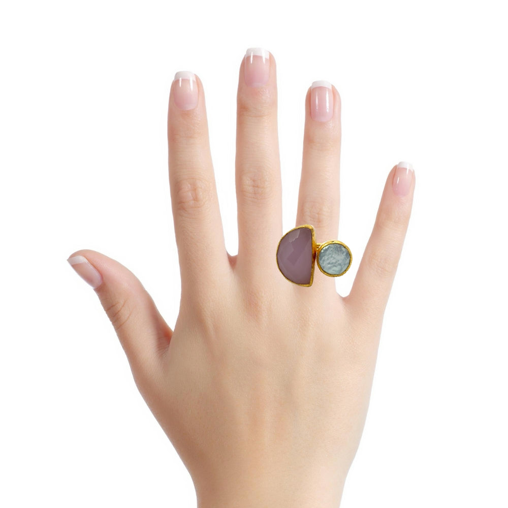 Ring Rosenquarz und Suesswasserperle