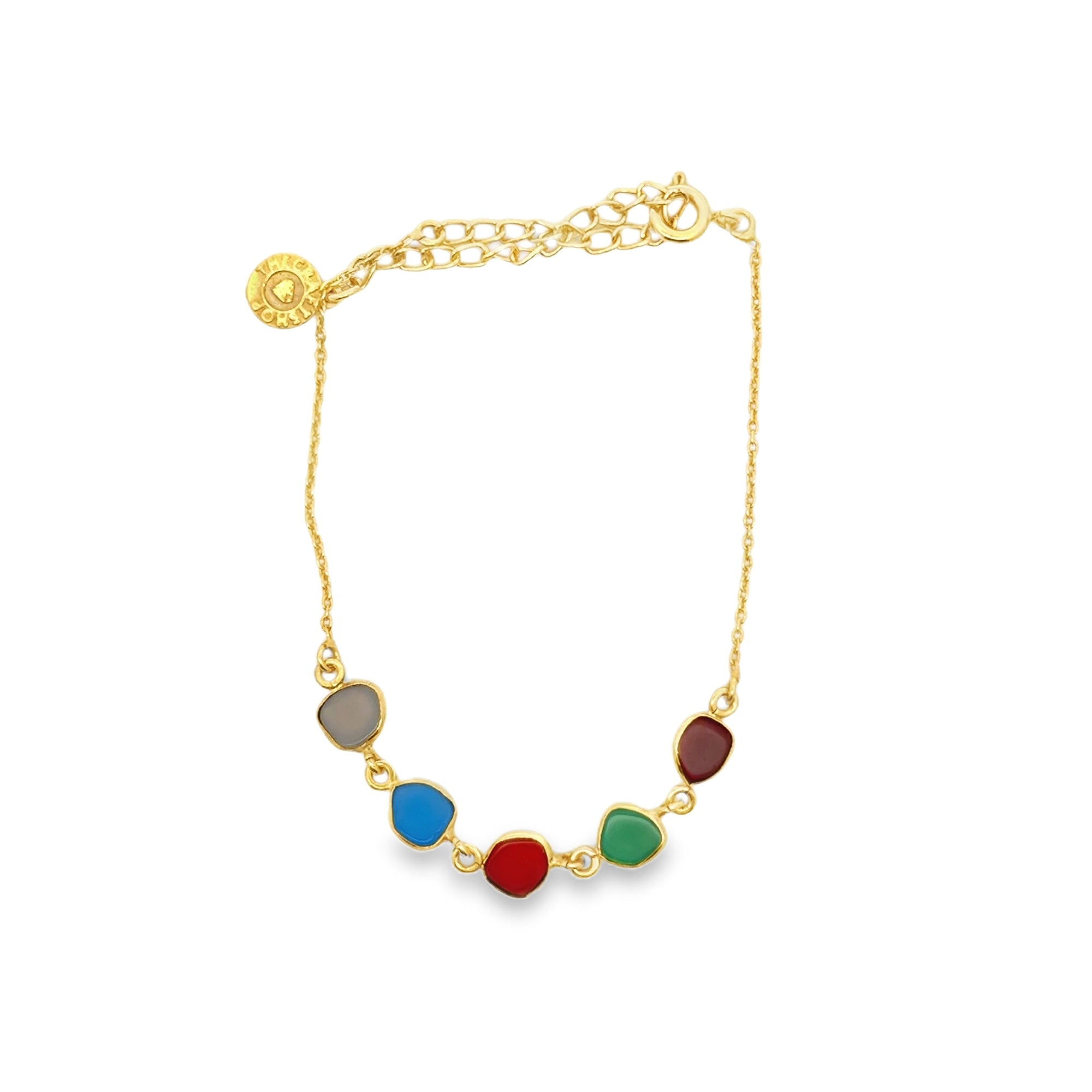 Armband Messing roter,blauer und grüner Achat