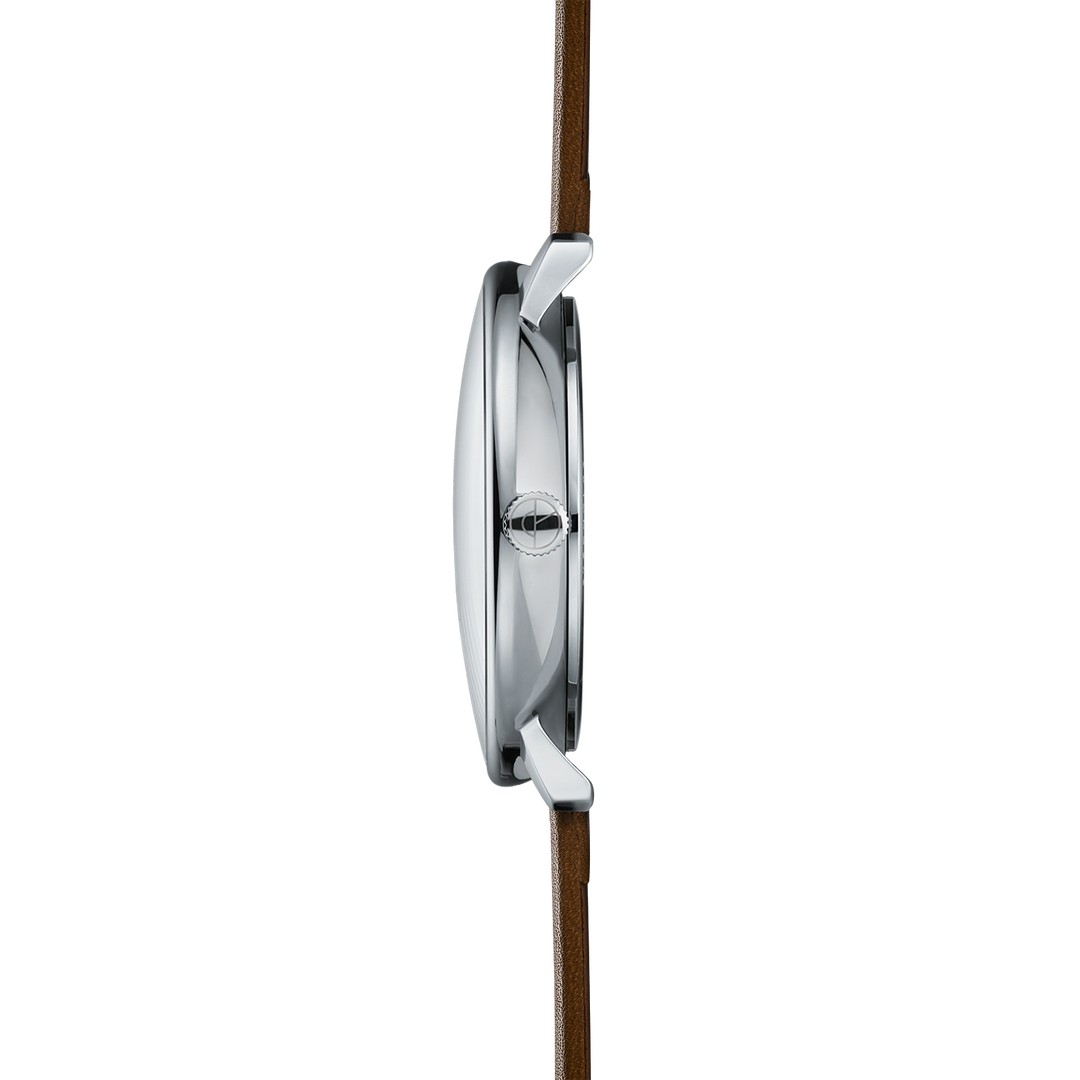 Naos XL weiss silber / Premium dunkelbraun - 42 mm Quarz