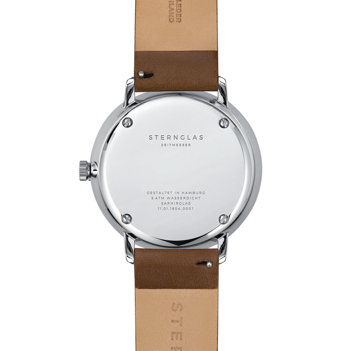 Naos XL weiss silber / Premium dunkelbraun - 42 mm Quarz