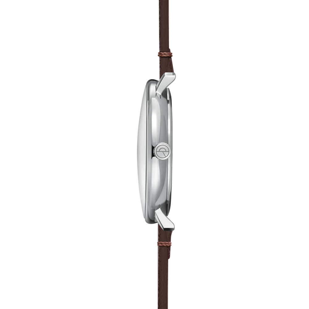 Hamburg silber/ mattiert silber / Vintage Mokka - 42 mm Quarz