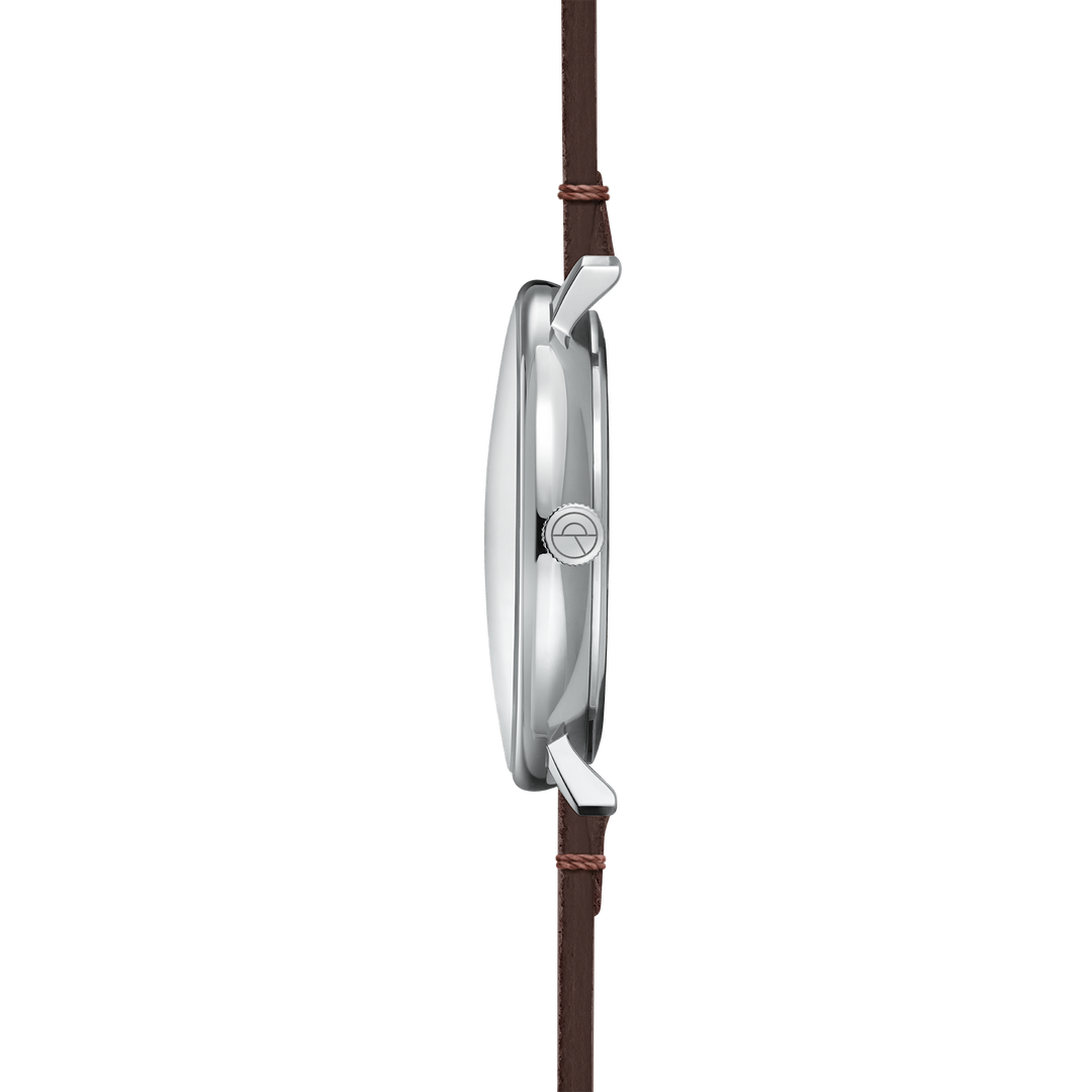 Hamburg silber/ mattiert silber / Vintage Mokka - 42 mm Quarz