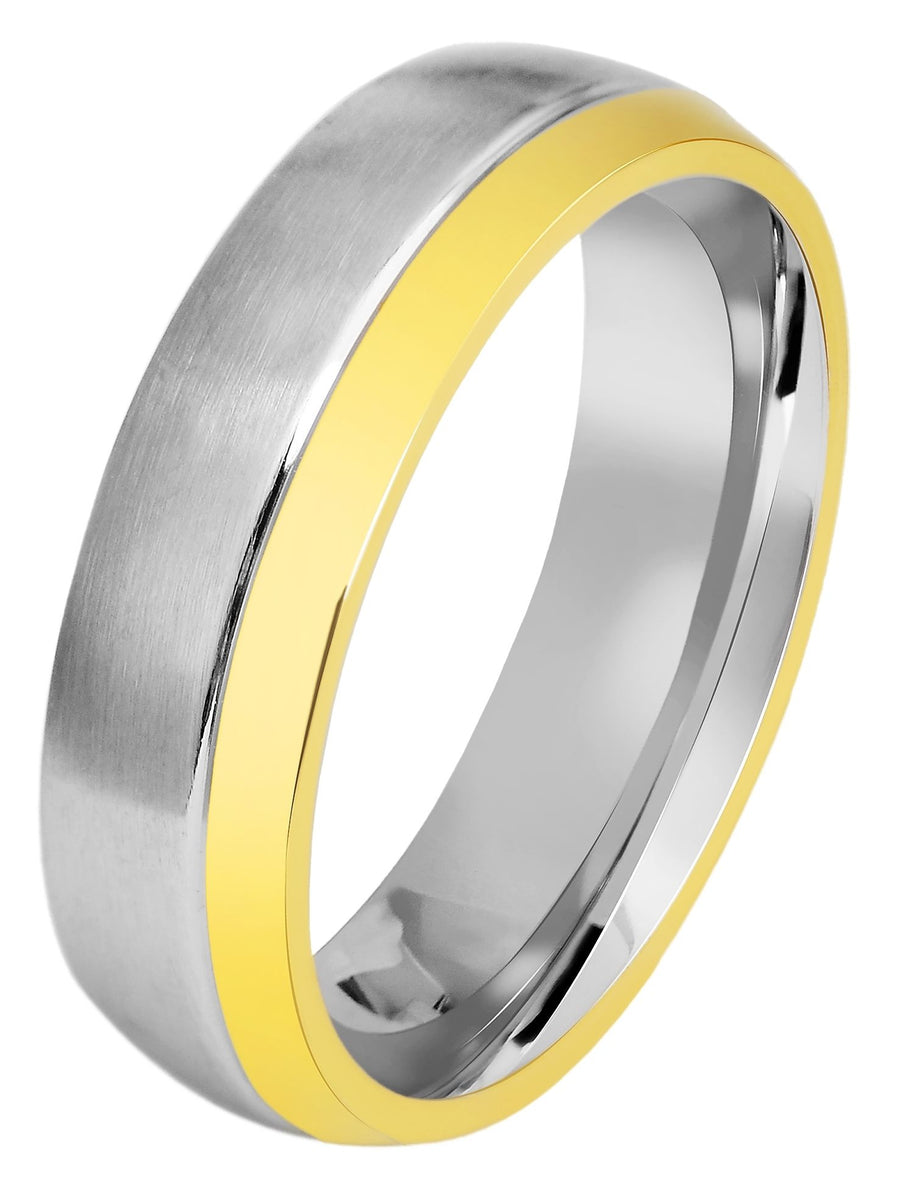 Akzent Herren-Partnerring aus Edelstahl, bicolor