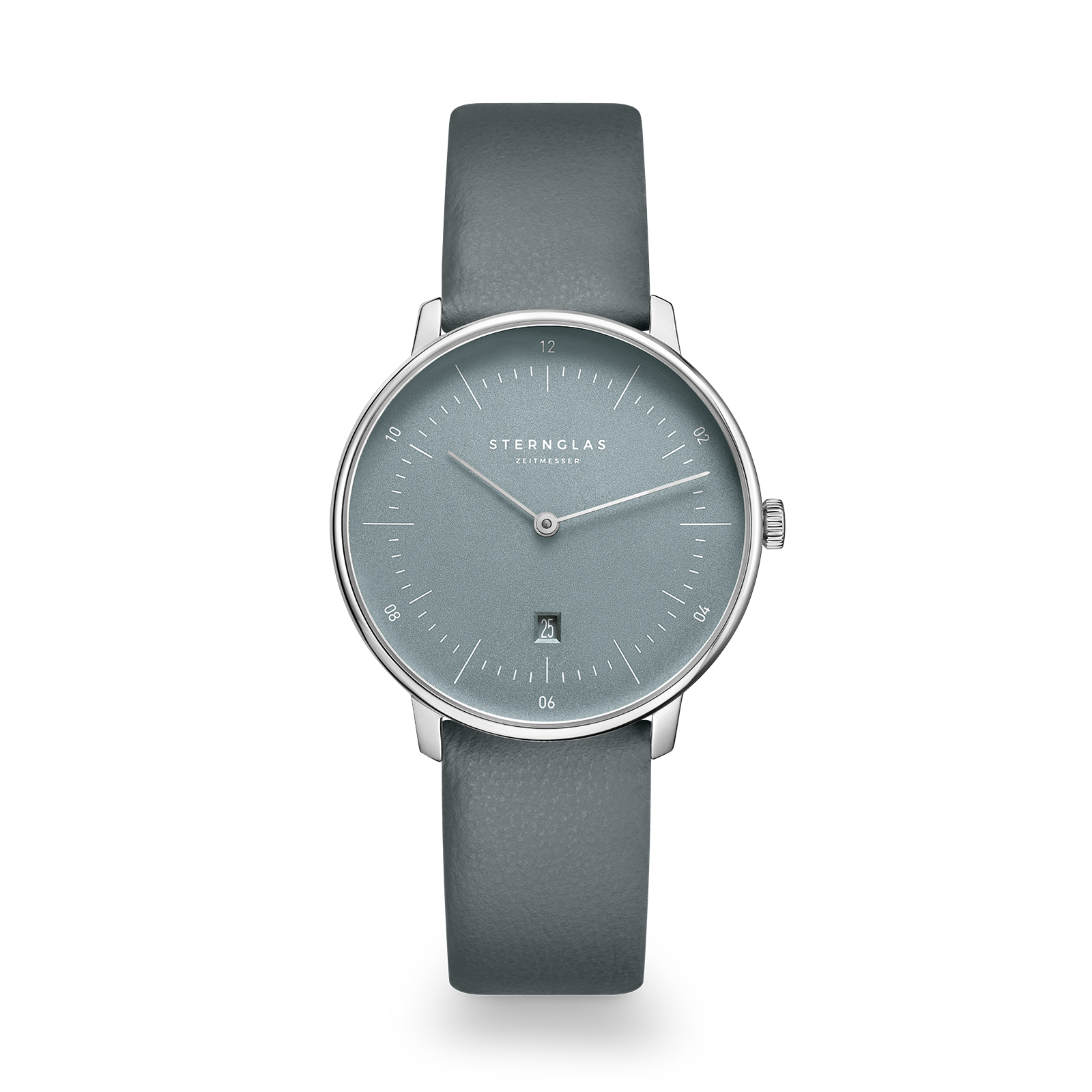 Naos XS Flora eisblau silber/ Kalbslederband salbei - 33 mm Quarz
