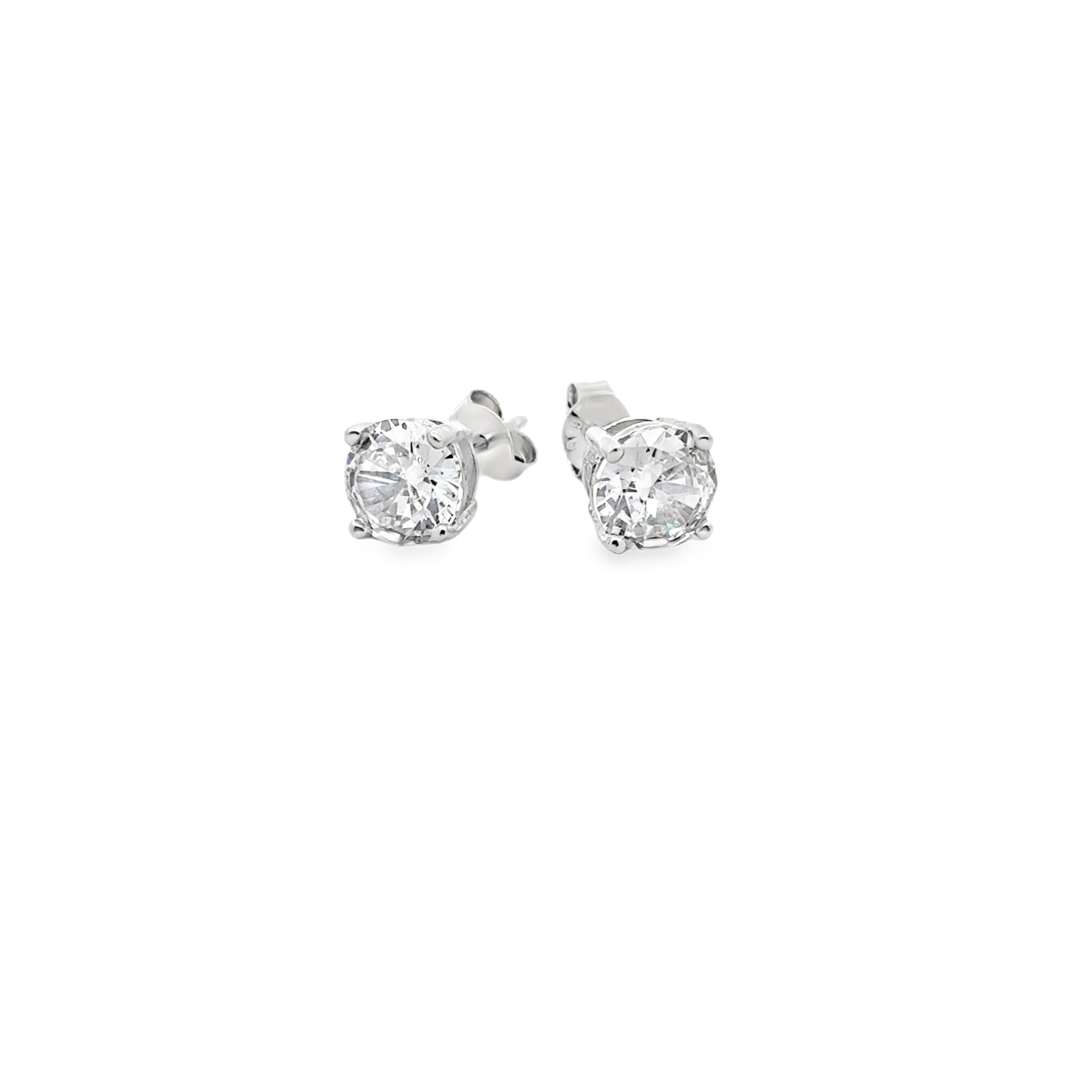 Silber rhodinierter Ohrstecker "griffe", Kristall 8 mm