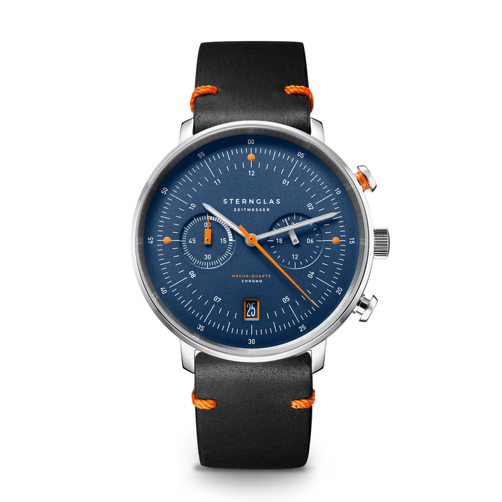 Hamburg Chrono / dunkelblau silber / Vintage Mokka - 42 mm Quarz