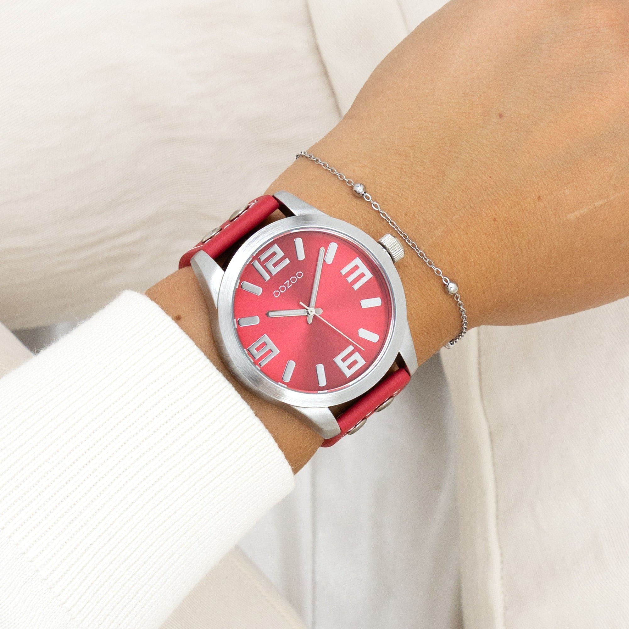 Oozoo Timepieces C11554 Uhr Rot/Silber 46 mm