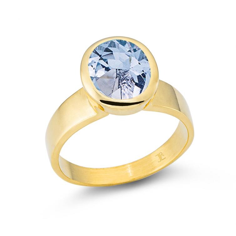 Blauer Topas Ring Silber vergoldet, Gr. 56