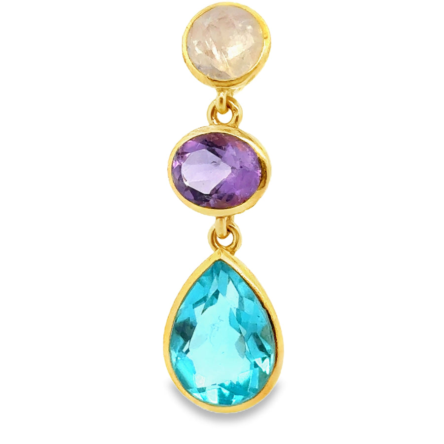 Anhänger Silber vergoldet, mit Mondstein, Amethyst und Topas