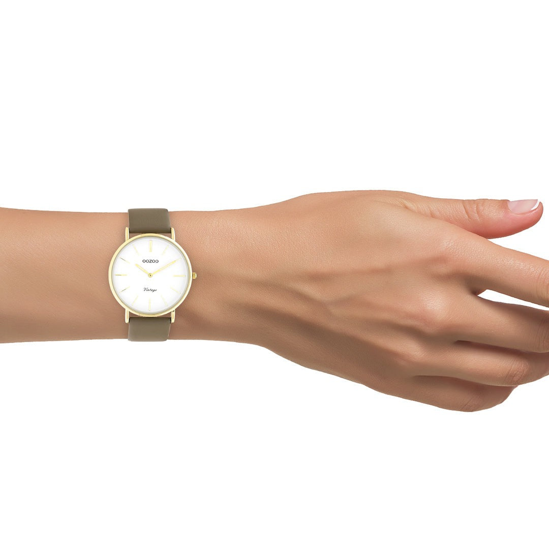 OOZOO Vintage C20222 Damenuhr Mokka/Gold 40 mm