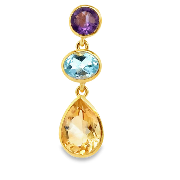 Anhänger Silber vergoldet, mit Amethyst, Topas, Citrin