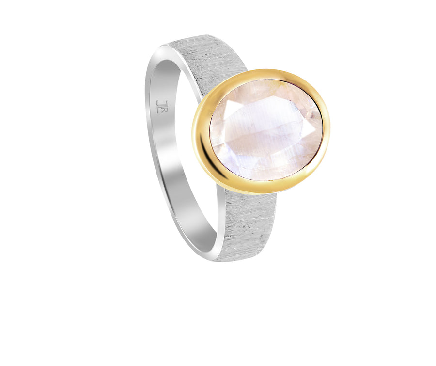 Ring Silber mit Mondstein facettiert Gr. 56