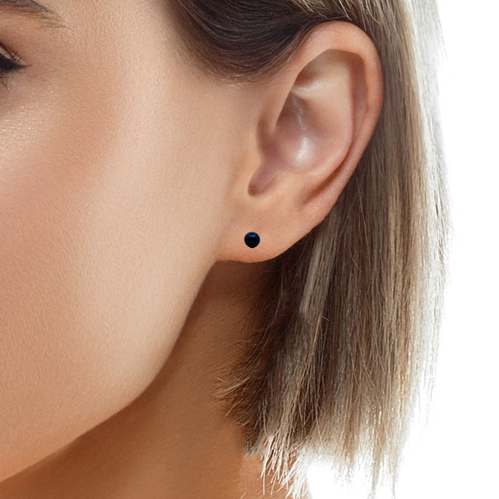 peacock Süsswasserperle Button und Silber Stecker, 4 mm - AAAA Qualität