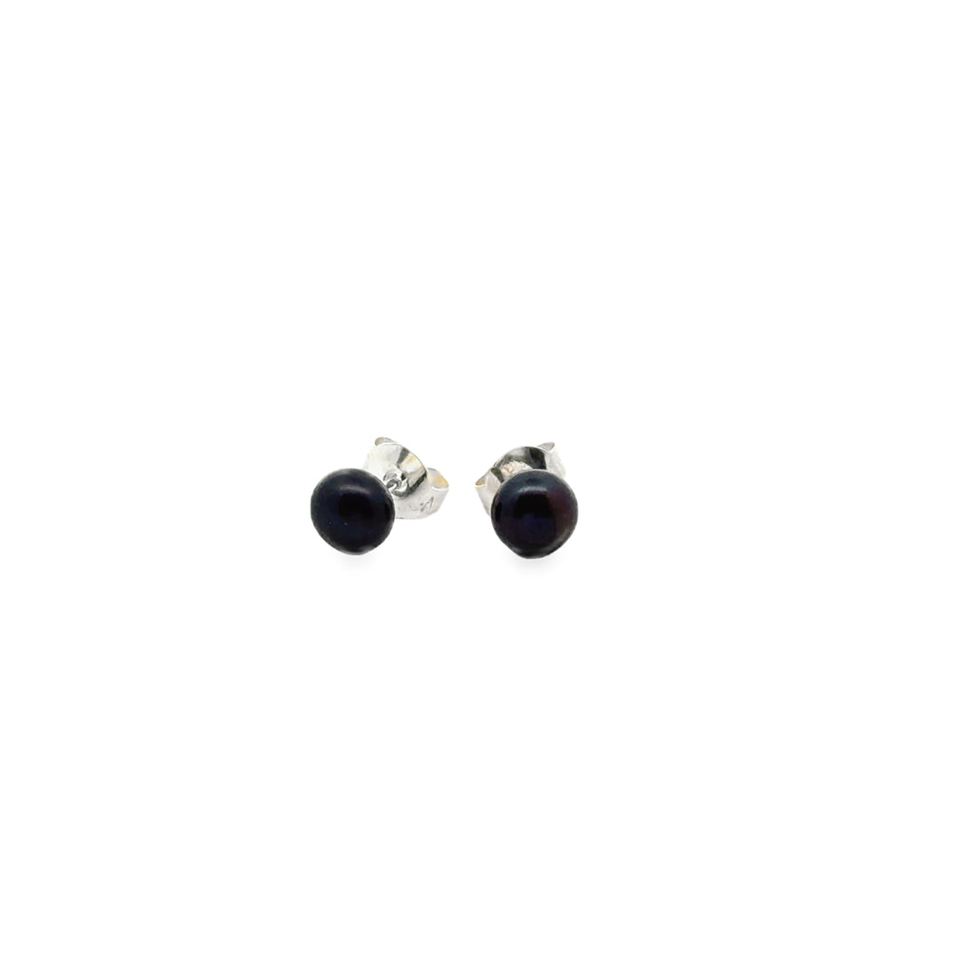 peacock Süsswasserperle Button und Silber Stecker, 5 mm - AAAA Qualität