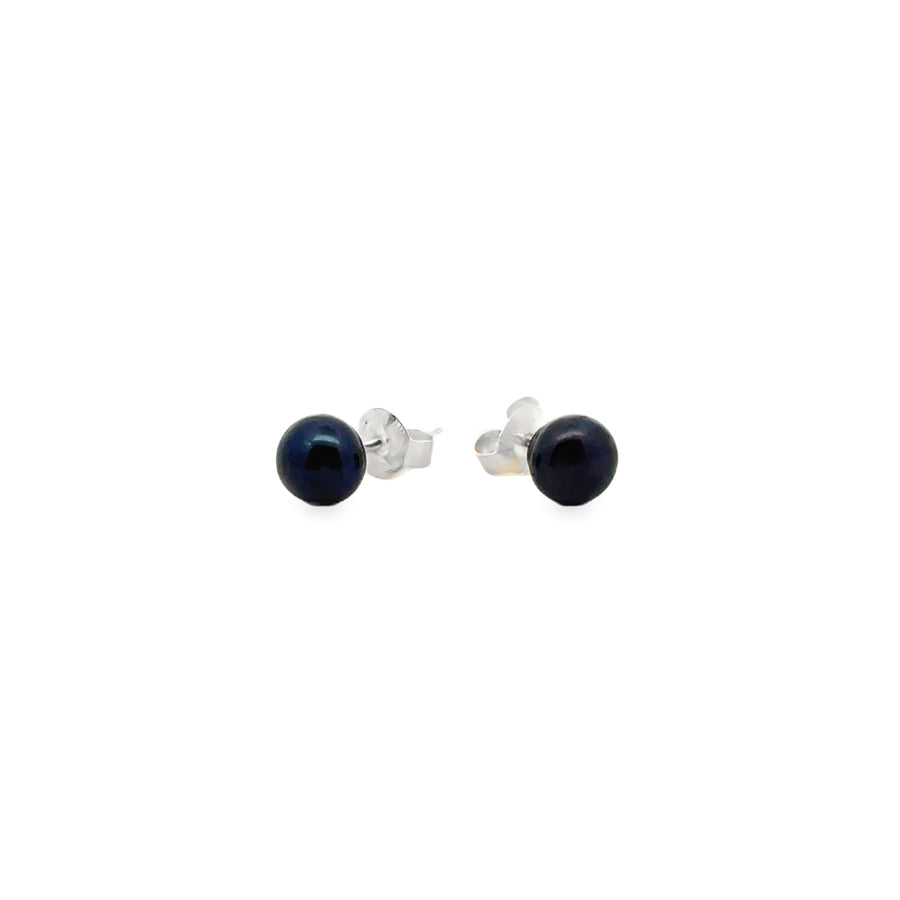 peacock Süsswasserperle Button und Silber Stecker, 6 mm - AAAA Qualität