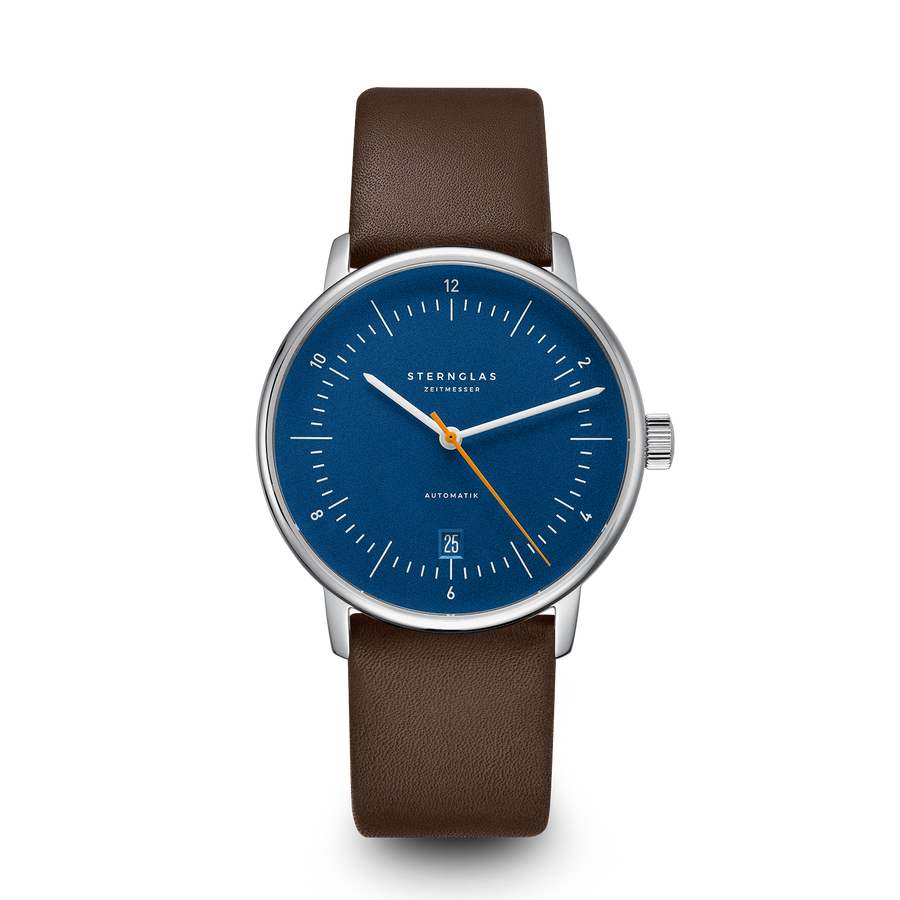 Naos Automatik blau orange silber / premium dunkelbraun