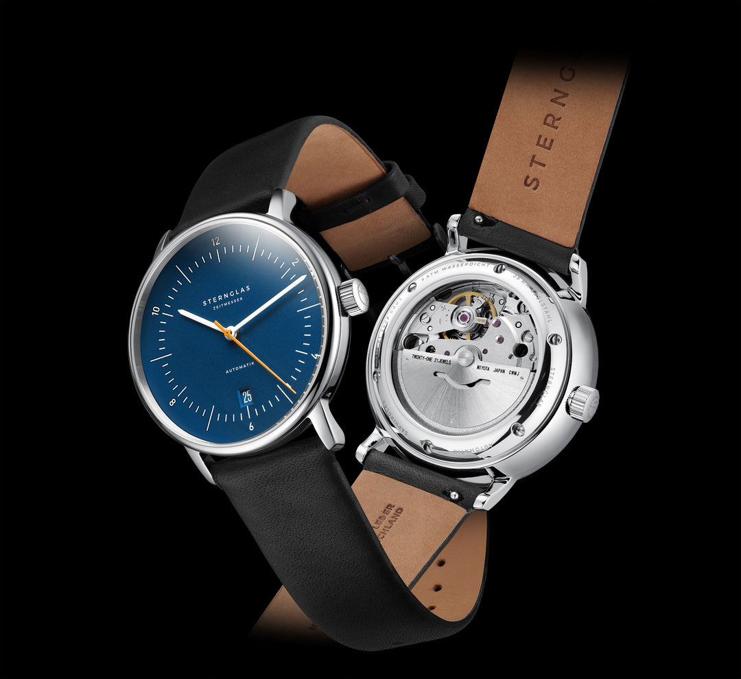 Naos Automatik blau orange silber / premium dunkelbraun