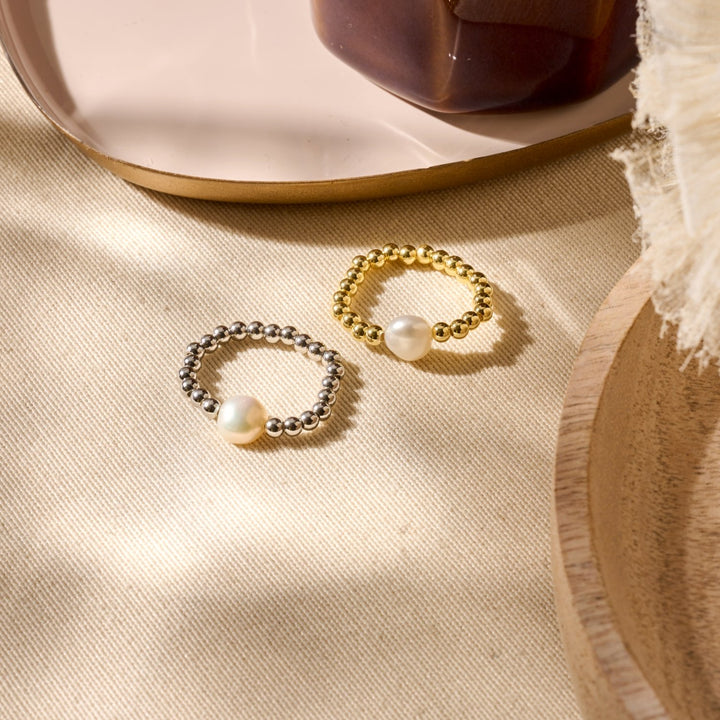 Ring elastisch mit Süsswasserperle Biba