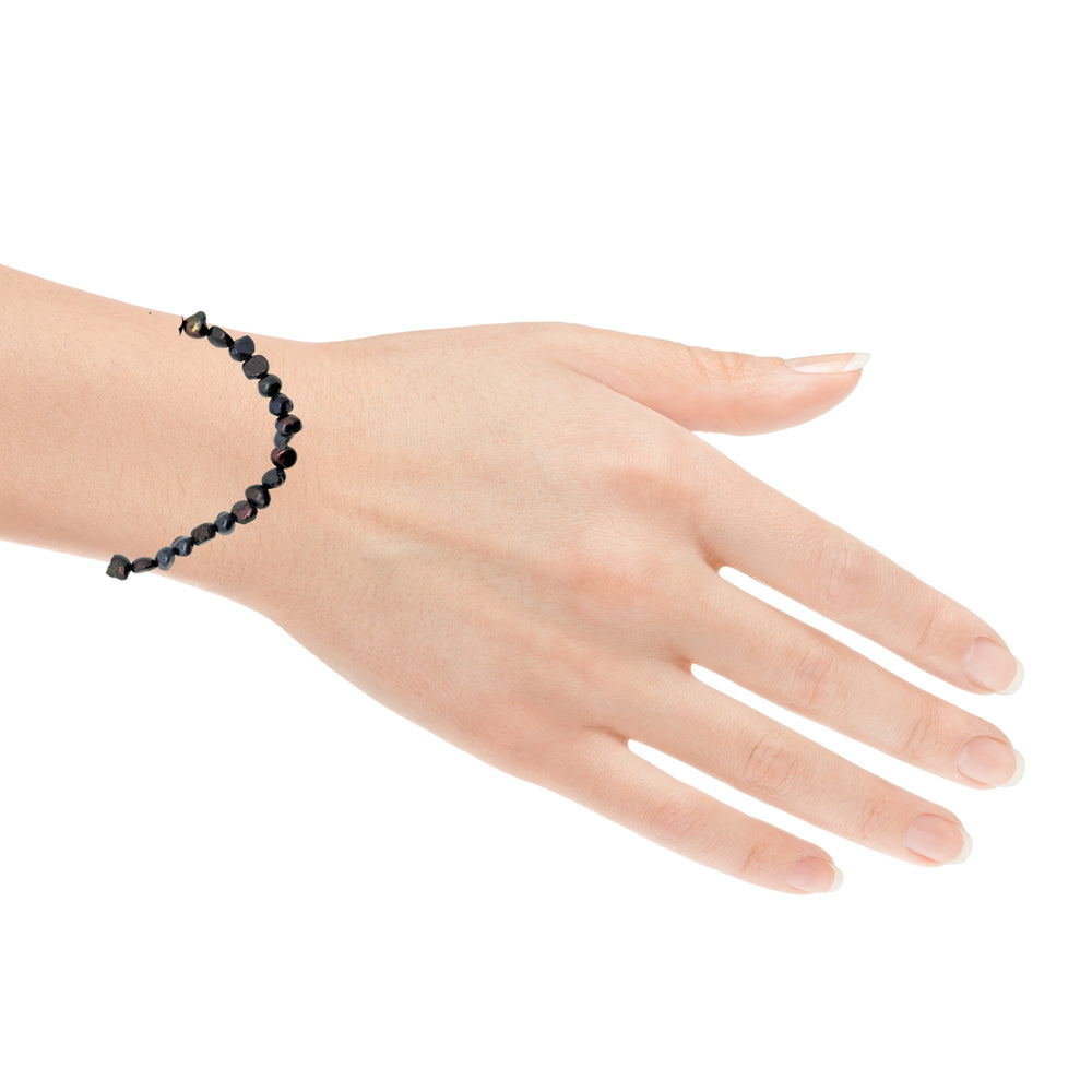 Süsswasserperlenarmband AA Qualität, elastisch, baroque, 4 mm, peacock
