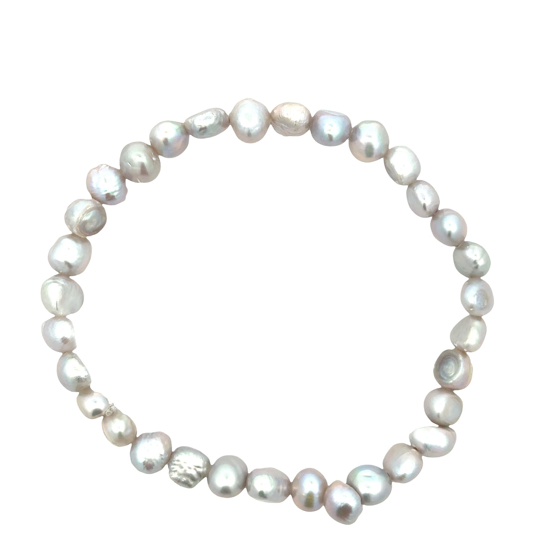 Süsswasserperlenarmband AA Qualität, elastisch, baroque, 4 mm, grey