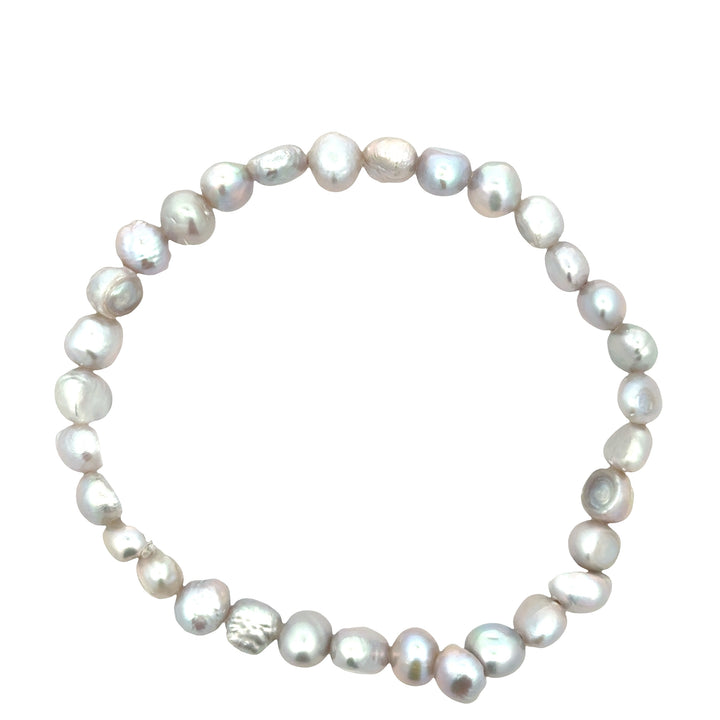 Süsswasserperlenarmband AA Qualität, elastisch, baroque, 4 mm, grey