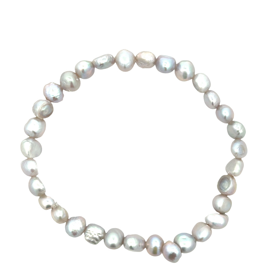 Süsswasserperlenarmband AA Qualität, elastisch, baroque, 4 mm, grey