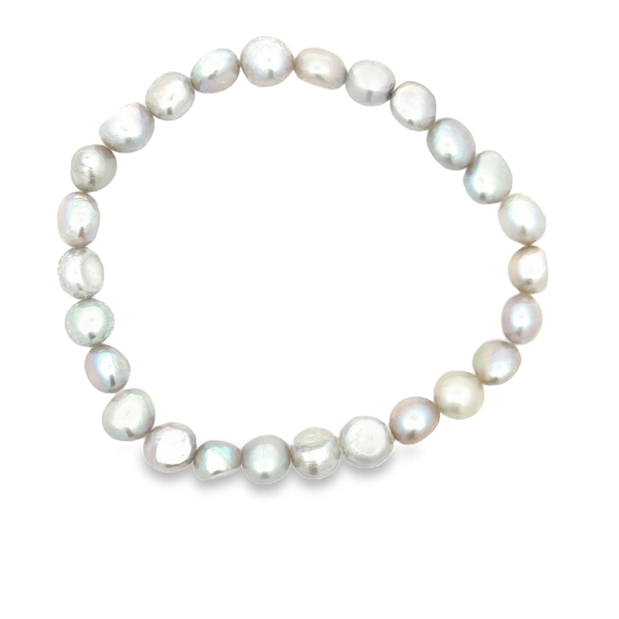 Süsswasserperlenarmband AA Qualität, elastisch, baroque, 6 mm, grey
