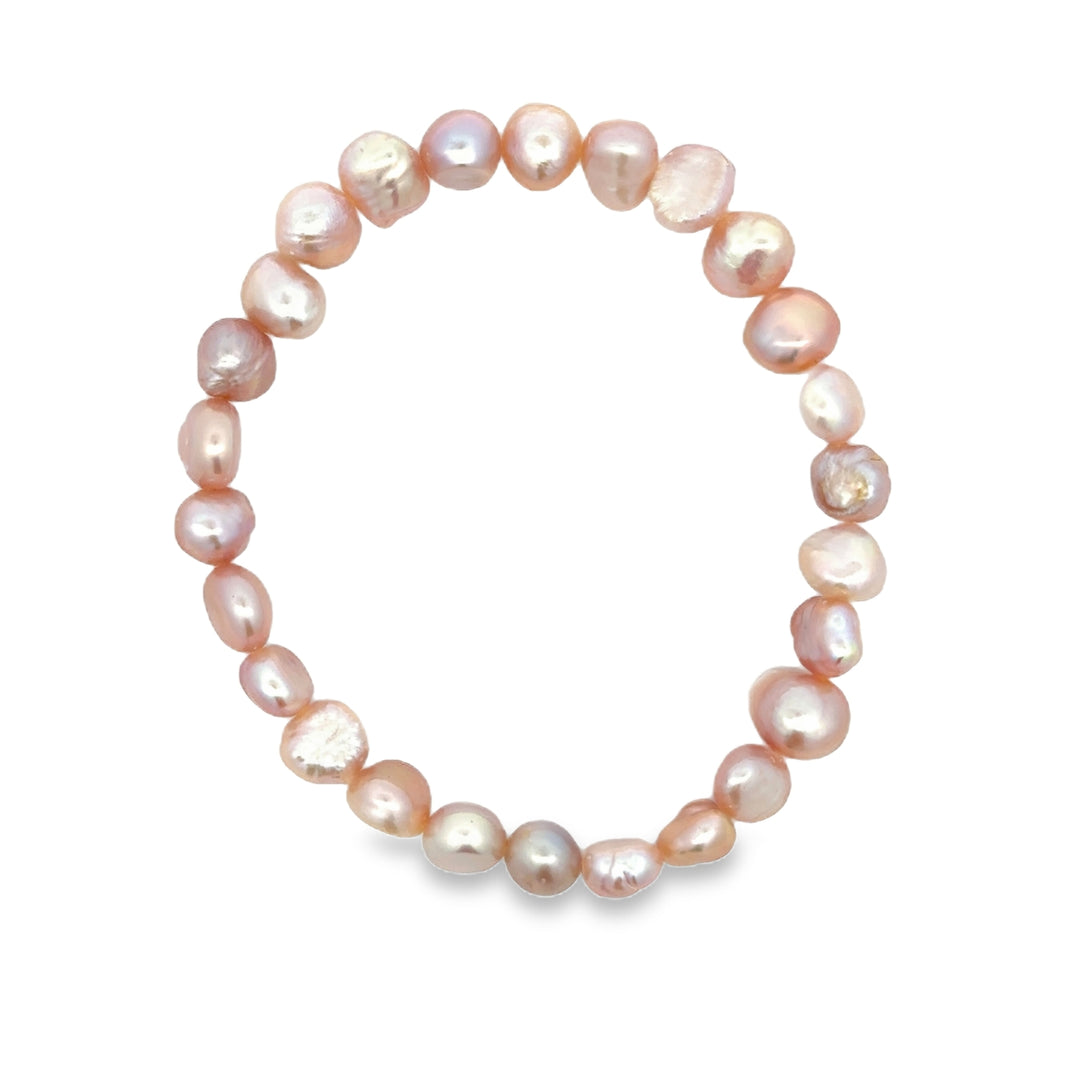 Süsswasserperlenarmband AA Qualität, elastisch, baroque, 6 mm, rose