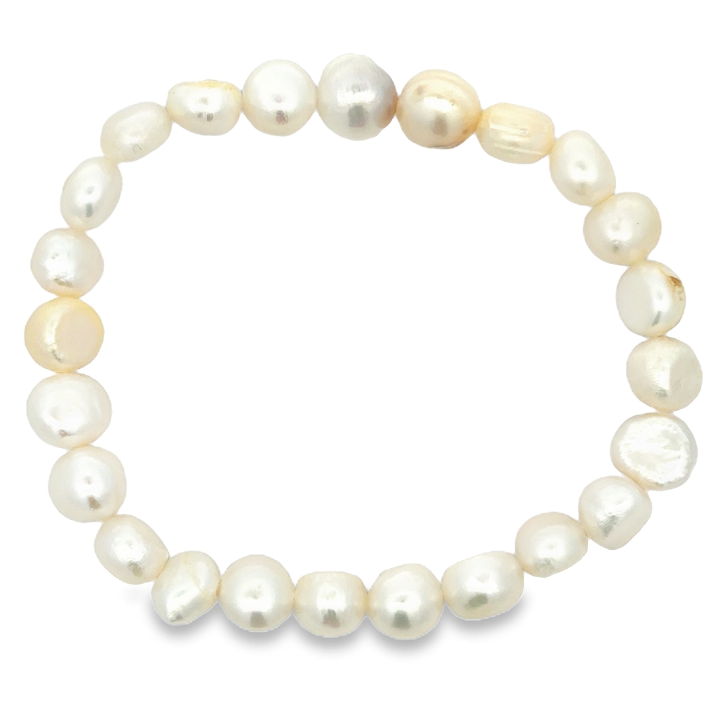 Süsswasserperlenarmband AA Qualität, elastisch, baroque, 8 mm, weiss