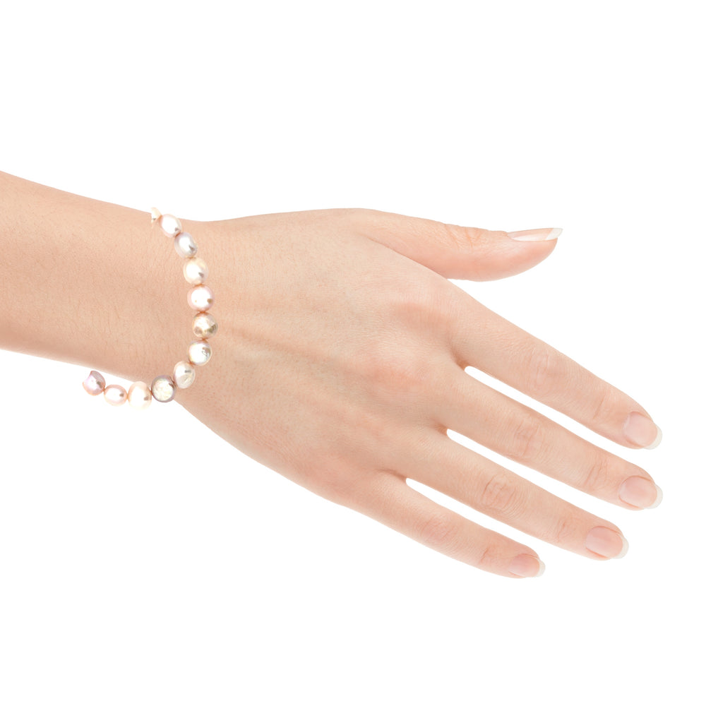 Süsswasserperlenarmband AA Qualität, elastisch, baroque, 10 mm, rose