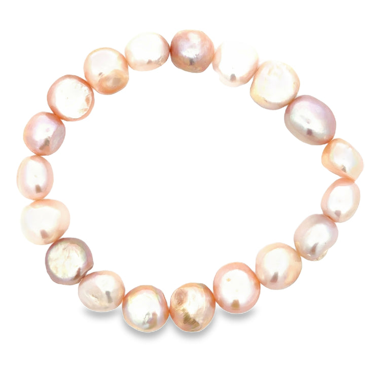 Süsswasserperlenarmband AA Qualität, elastisch, baroque, 10 mm, rose
