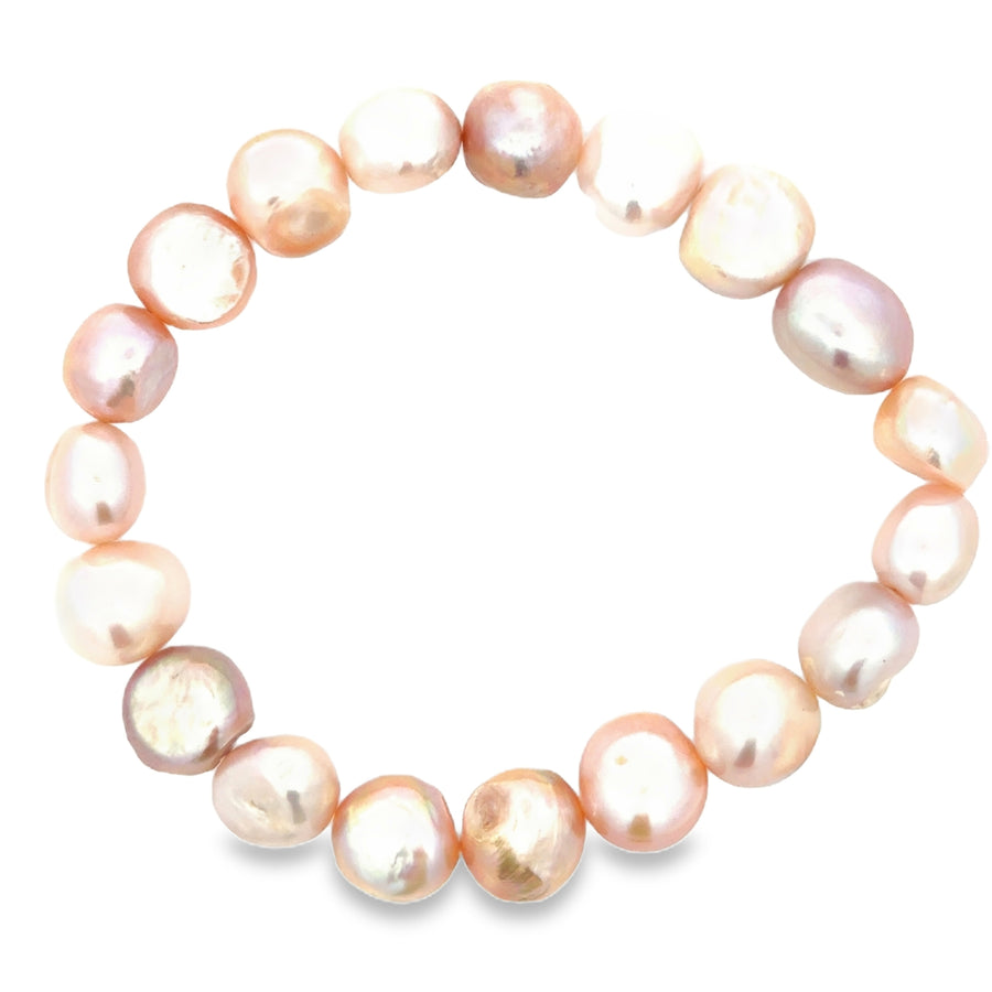 Süsswasserperlenarmband AA Qualität, elastisch, baroque, 10 mm, rose