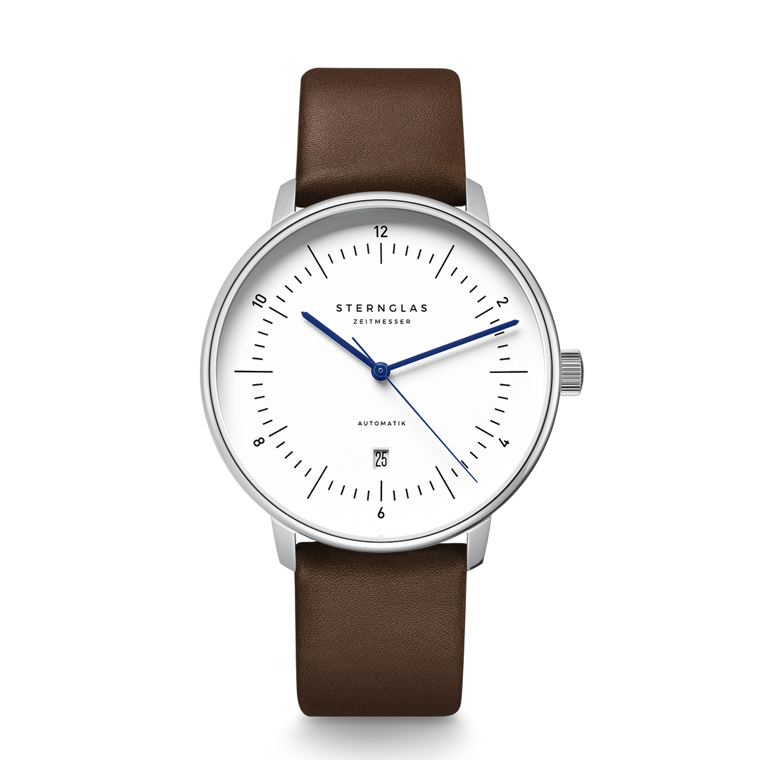 Naos XL Automatik weiss silber / Premium dunkelbraun - 42 mm