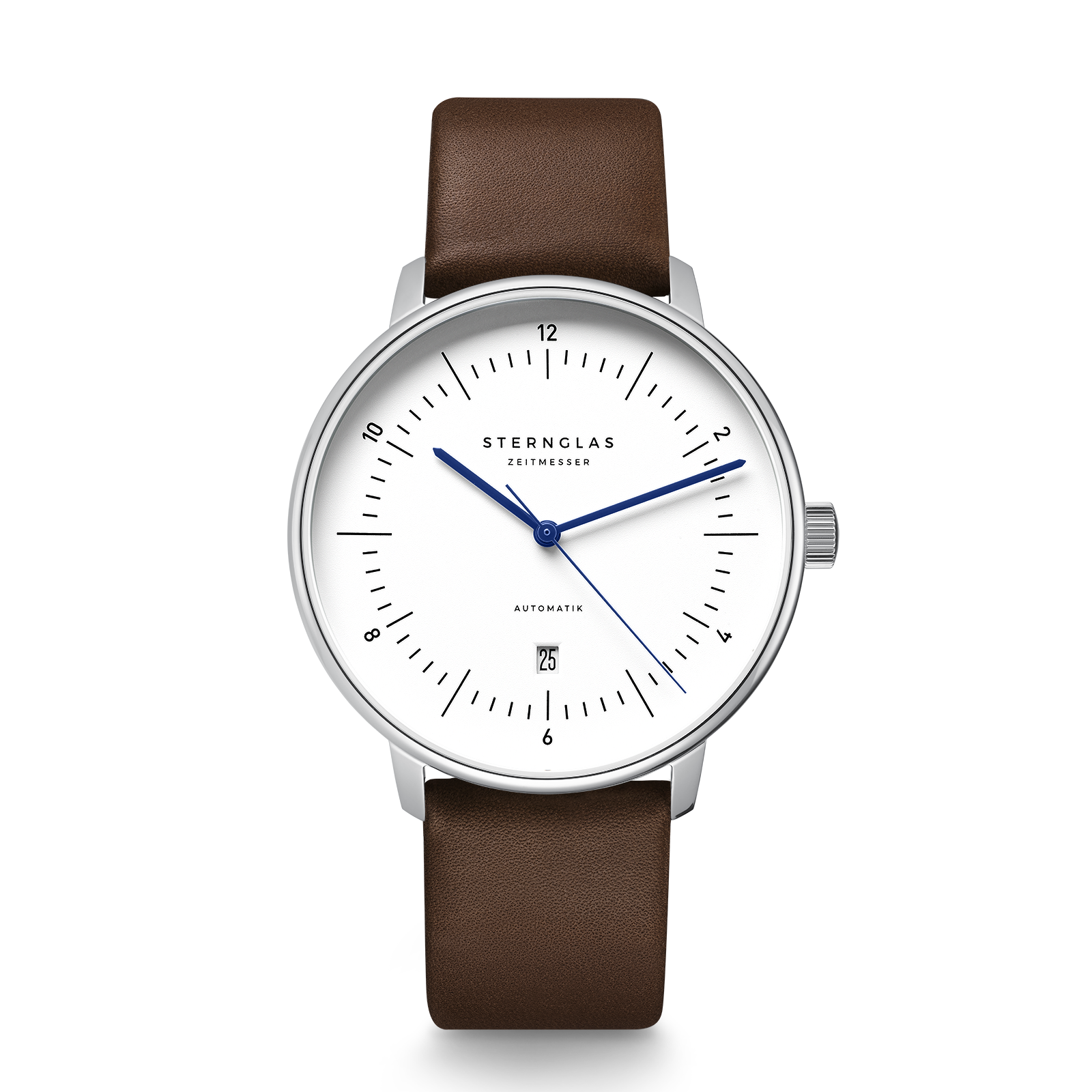 Naos XL Automatik weiss silber / Premium dunkelbraun - 42 mm