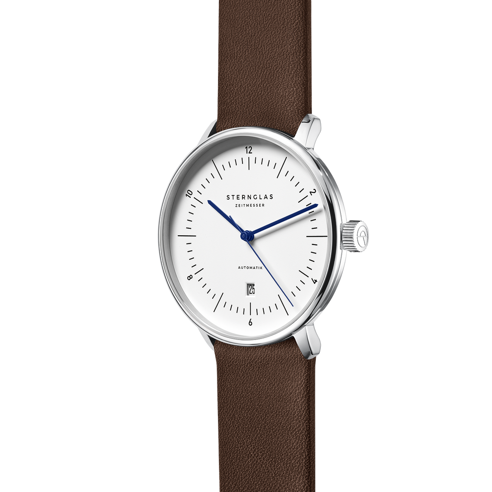 Naos XL Automatik weiss silber / Premium dunkelbraun - 42 mm